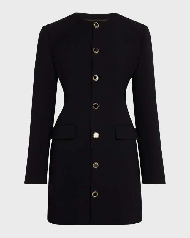 Button-Front Mini Suiting Dress